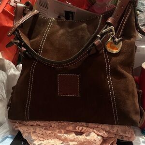 Dooney & Bourke Dark Brown Suede Shoulder Bag